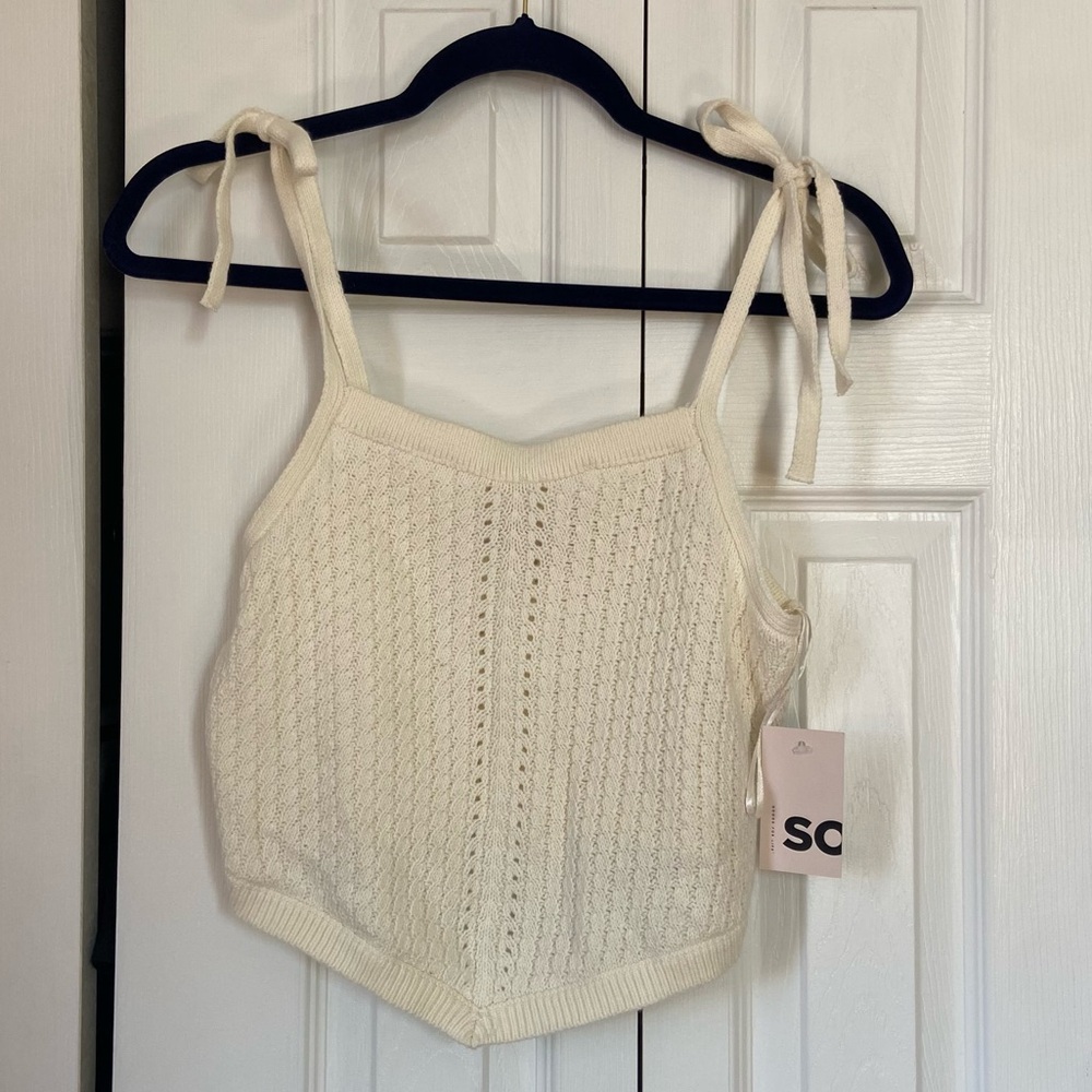 Kohls White Tank Top with Shoulder Tie Straps, Women’s size M